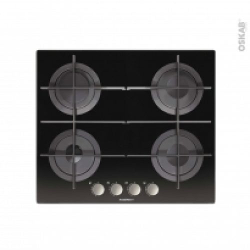 Plaque De Cuisson 4 Feux Gaz 60Cm Verre Noir Rosieres Rgv64Tfmpn