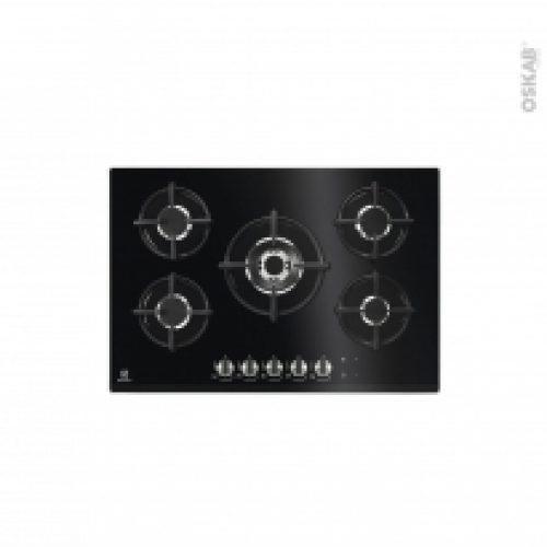 Plaque De Cuisson 5 Feux Gaz 75Cm Verre Noir Electrolux Kgg7538K