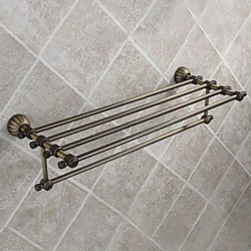 Plateau avec porte-serviettes en laiton antique pour salle de bain