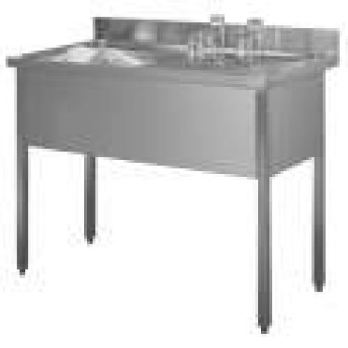Plonge Inox 140 x 60 un bac, un égouttoir à droite avec piétement