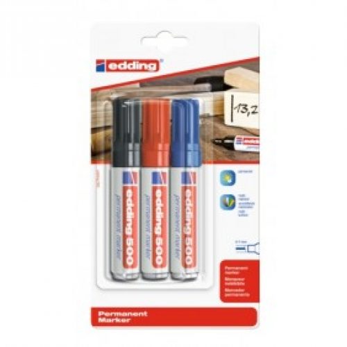 Pochette de 3 marqueurs permanents E 500 – pointe biseautée