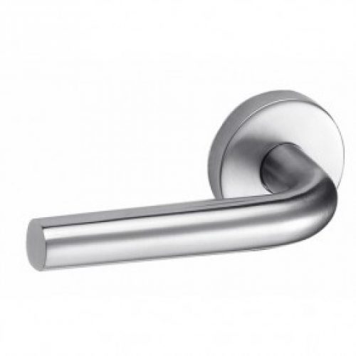 Poignée double de porte sur rosaces rondes en inox – 202 LC