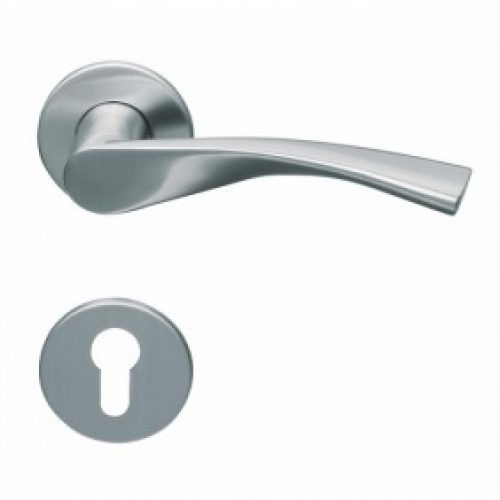 Poignées de porte droite en inox sur rosaces rondes plates – EST 35