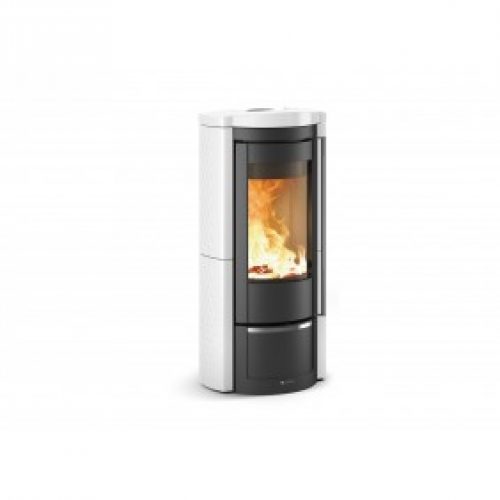 Poêle à bois – revêtement faïence – Liu  Blanc ou Bordeaux 7,5Kw