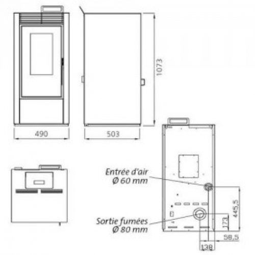Poêle étanche 11KW Marina + Kit de raccordement façade étanche