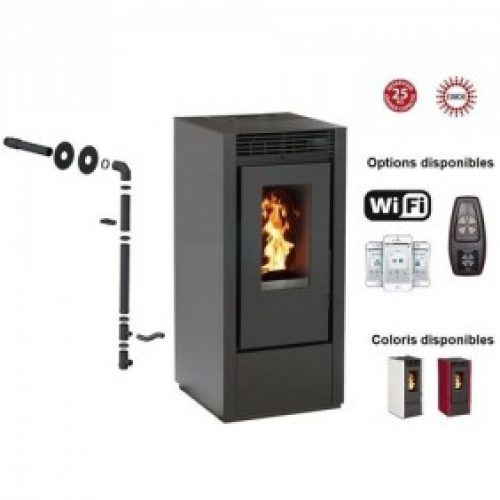 Poêle étanche 14KW Marina + Kit de raccordement façade étanche