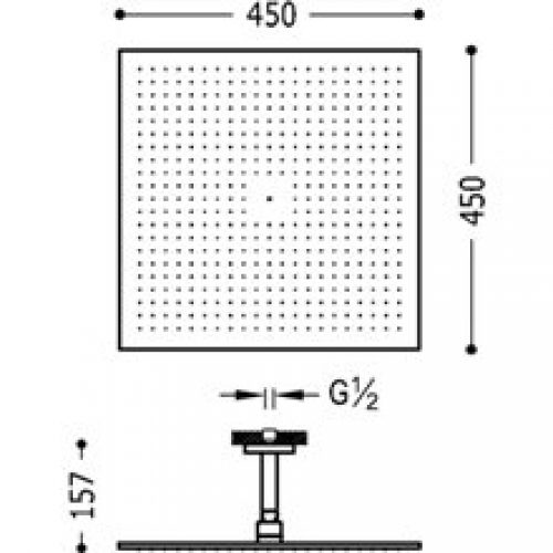 Pomme haute de douche 45×45 avec bras de…