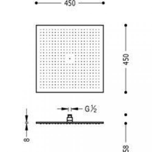 Pomme haute de douche carrée 45×45 TRES