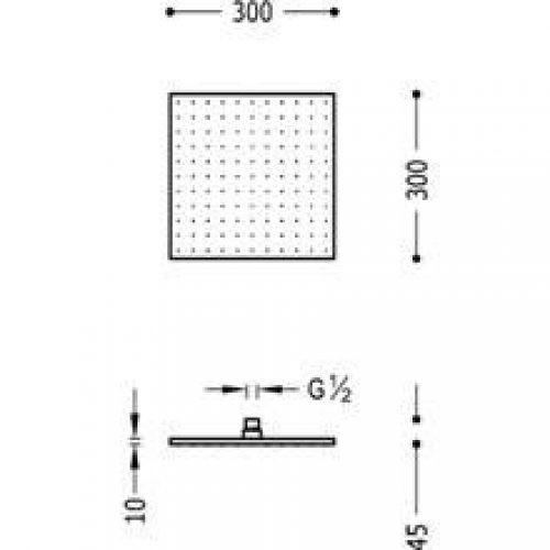 Pomme haute de douche carrée CUB-300 TRES