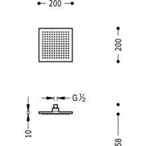 Pomme haute de douche carrée TRES