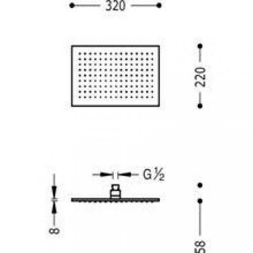 Pomme haute de douche rectangulaire TRES