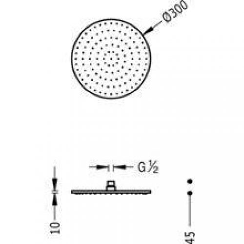 Pomme haute de douche ronde MAX-300 TRES
