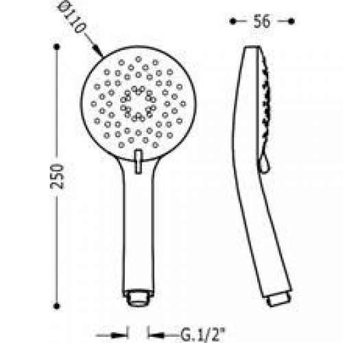 Pommeau à 3 positions TRES Ø11cm