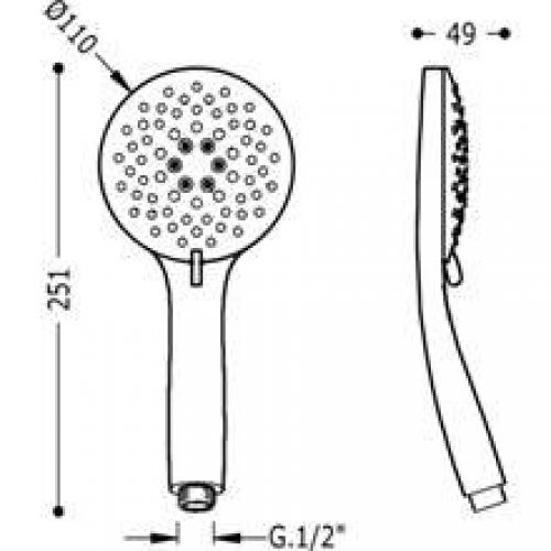 Pommeau à 5 positions TRES Ø11cm
