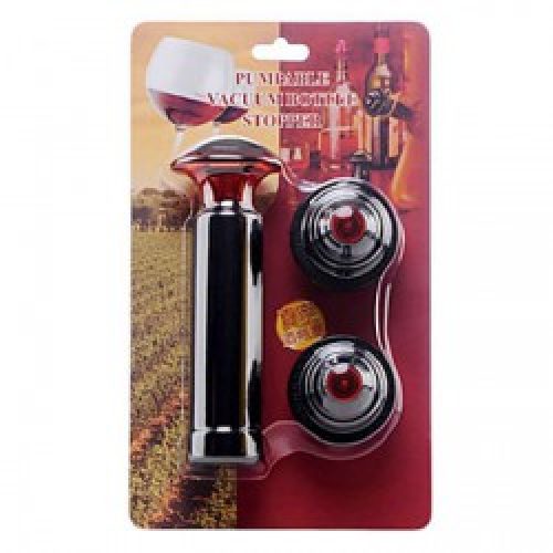 Pompe vide-air et 2 bouchons de vin en plastique