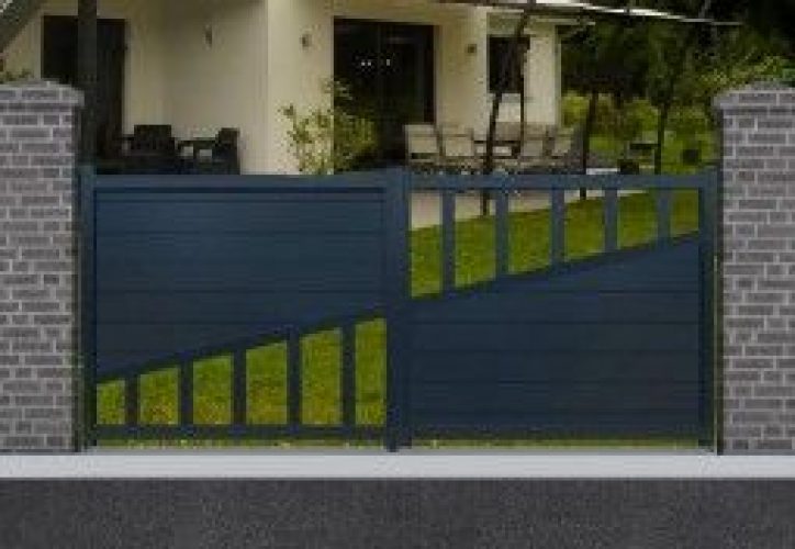 Portail Aluminium Battant Motorisé Houston H 1,60 m Gris (pls dim)