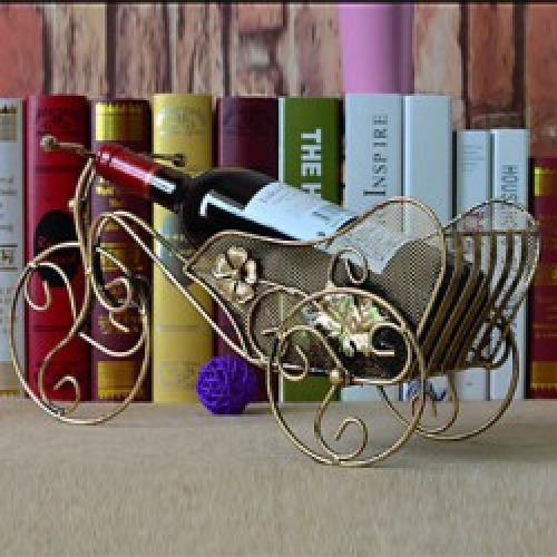 Porte-bouteille de style européen sous forme de charrette en fonte