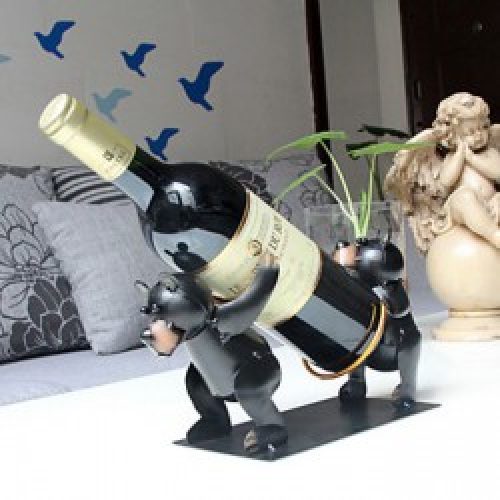 Porte-bouteille de style européen sous forme d&rsquo;ours en fonte