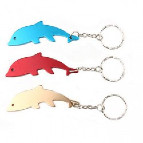 Porte-clés avec ouvre-bouteille sous forme de dauphin en aluminium