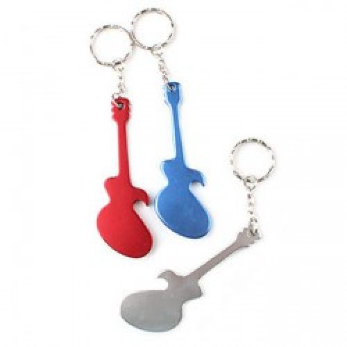 Porte-clés avec ouvre-bouteille sous forme de guitare en aluminium
