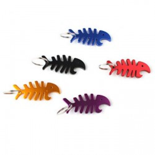 Porte-clés avec ouvre-bouteille sous forme de poisson en aluminium