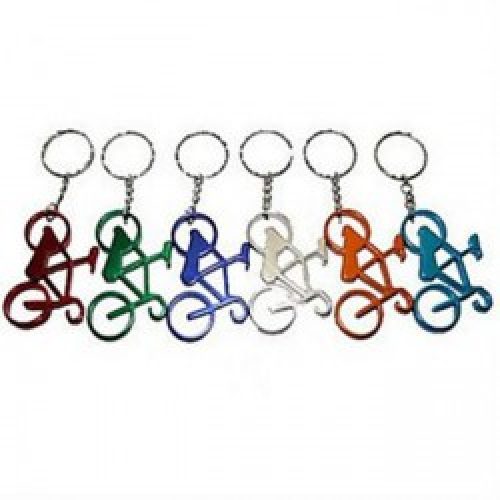 Porte-clés avec ouvre-bouteille sous forme de vélo en aluminium