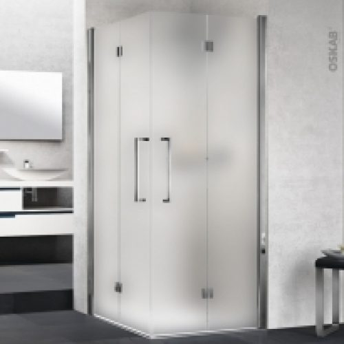 Porte De Douche Angle Carre Pliant Novellini 80X80 Cm Verre Depoli Profiles Chromes