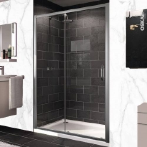 Porte De Douche Coulissante Huppe 120 Cm Verre Transparent Profiles Chromes