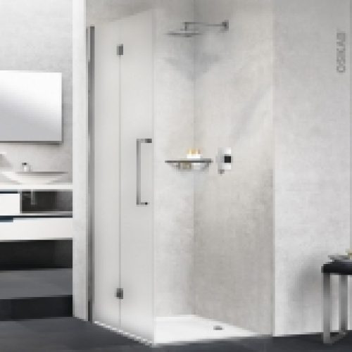 Porte De Douche Pliante Pour Angle Novellini 80 Cm Gauche Verre Depoli Profile Chromes