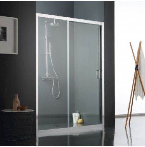 PORTE EN NICHE COULISSANTE POUR DOUCHE 140 CM EN VERRE TRANSPARENT