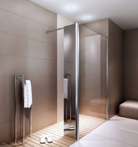 Porte fixe pour paroi de douche Walk-In en verre véritable Nano EX106 – miroir – 30x200cm