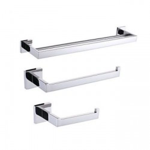 Porte-rouleau de toilettes, porte-serviettes et sèche-serviettes pour salles de bain en laiton chromé de style moderne