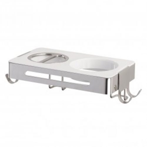 Porte sèche cheveux et fer à lisser – Mural – Acier inox – Premium