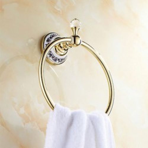 Porte-serviette anneau néoclassique en laiton , cristal et céramique