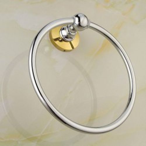 Porte-serviette traditionnel sous forme d’anneau en laiton chromé et fixation murale