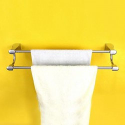 Porte-serviettes à 2 barres en laiton chromé