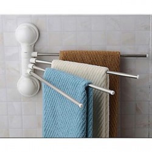 Porte-serviettes à 4 tiges en acier inoxydable avec de puissantes ventouses pour la fixation