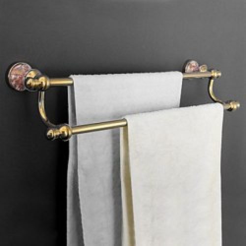 Porte-serviettes à deux barres en laiton antique et finition en ti-pvd