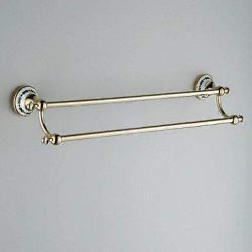 Porte-serviettes à double barres en laiton avec finition or et ti-pvd ( 63.5 cm )