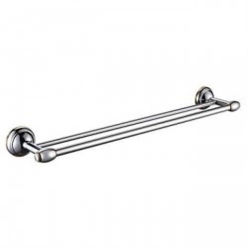 Porte-serviettes à double barres en laiton chromé de style contemporain ( 64 cm )