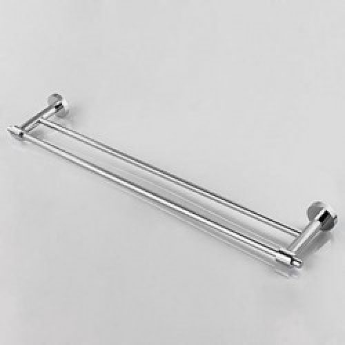 Porte-serviettes à double barres en laiton chromé massif de style moderne ( longueur 60 cm )