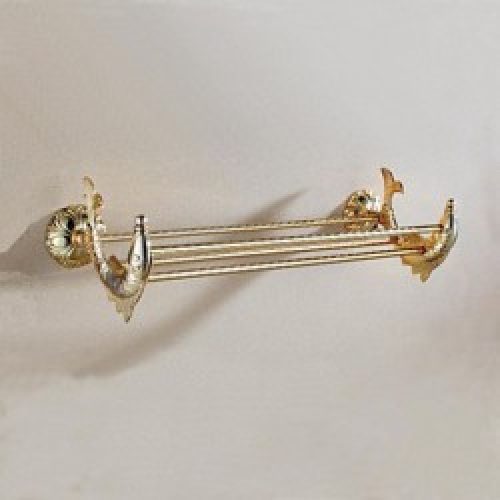 Porte-serviettes à double essuies avec motif de dauphins en laiton et ti-pvd