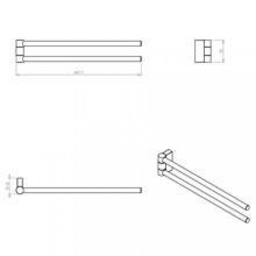 Porte-serviettes double pivotant black COSMIC