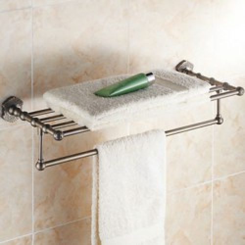 Porte-serviettes et étagère de style antique et finition en bronze huilé ( 60 cm )