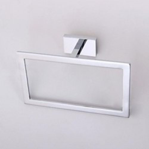 Porte-serviettes mural en anneau de style contemporain en laiton chromé