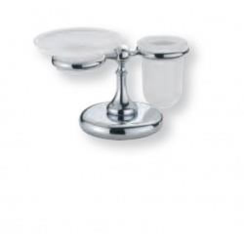 PORTE-VERRE ET SAVON A POSER EN VERRE DEPOLI REGENCY CHROME – CRISTINA ONDYNA RY77351