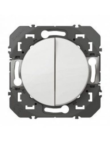 Poussoir double Dooxie 6A 250V blanc LEGRAND