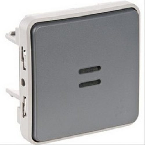 Poussoir NO lumineux Plexo composable IP 55 Legrand 069542