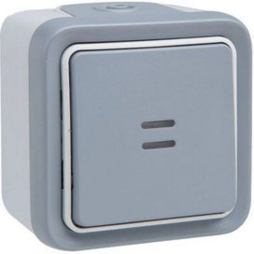 Poussoir NO lumineux Plexo Legrand complet, gris Legrand 069722
