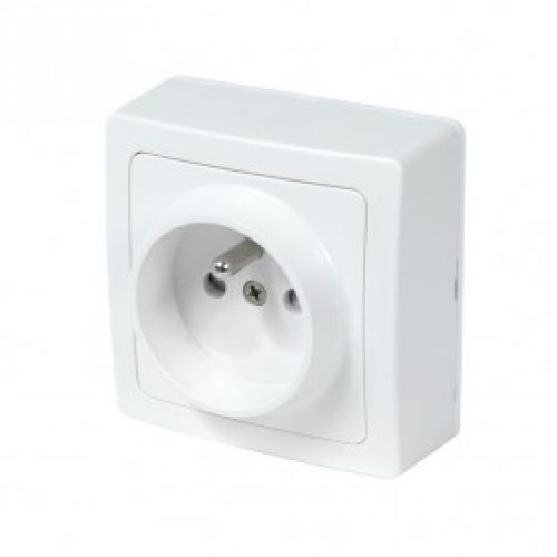 Prise 2 pôles + terre saillie complète – blanc – Blok